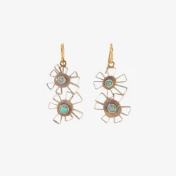 sterling silver & ethiopian opal double starry flowery earrings