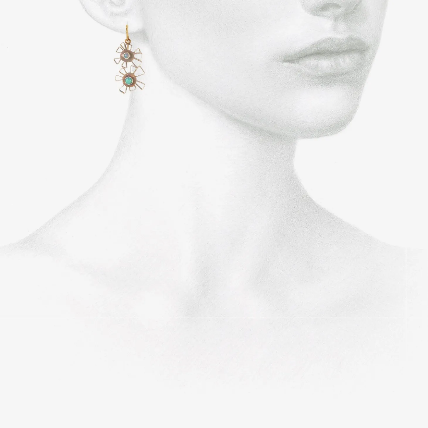 sterling silver & ethiopian opal double starry flowery earrings