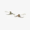 sterling silver & white pearl flying bird earrings