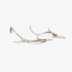 sterling silver antler earrings with smoky quartz drop