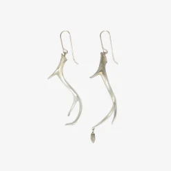 sterling silver antler earrings with smoky quartz drop