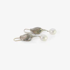 sterling silver bird head earrings with white pearl eggs