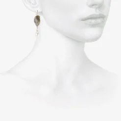 sterling silver bird head earrings with white pearl eggs