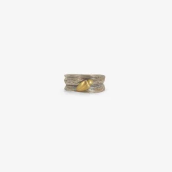 sterling silver blade of grass ring with 18k beetle