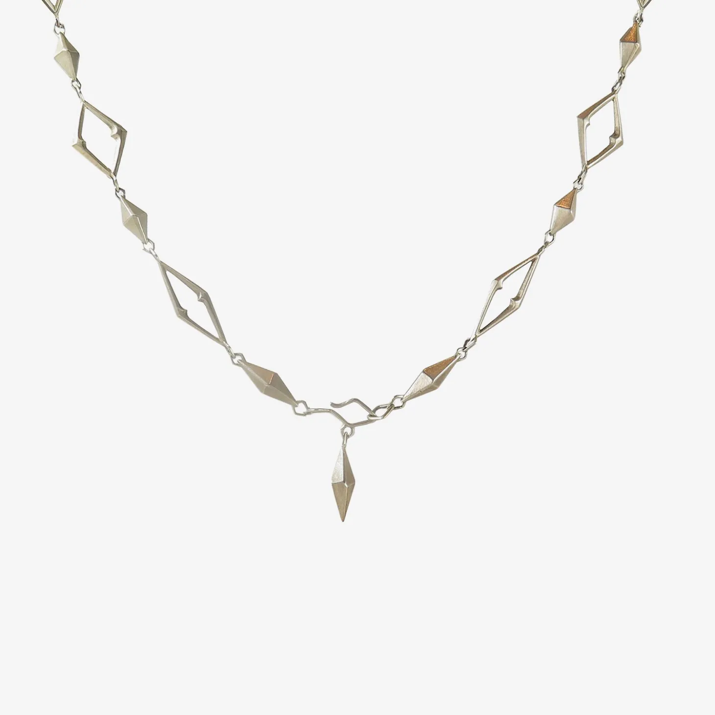 sterling silver chiseled & open link necklace