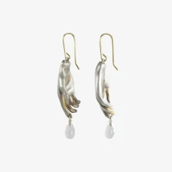 sterling silver hand earrings with crystal drops