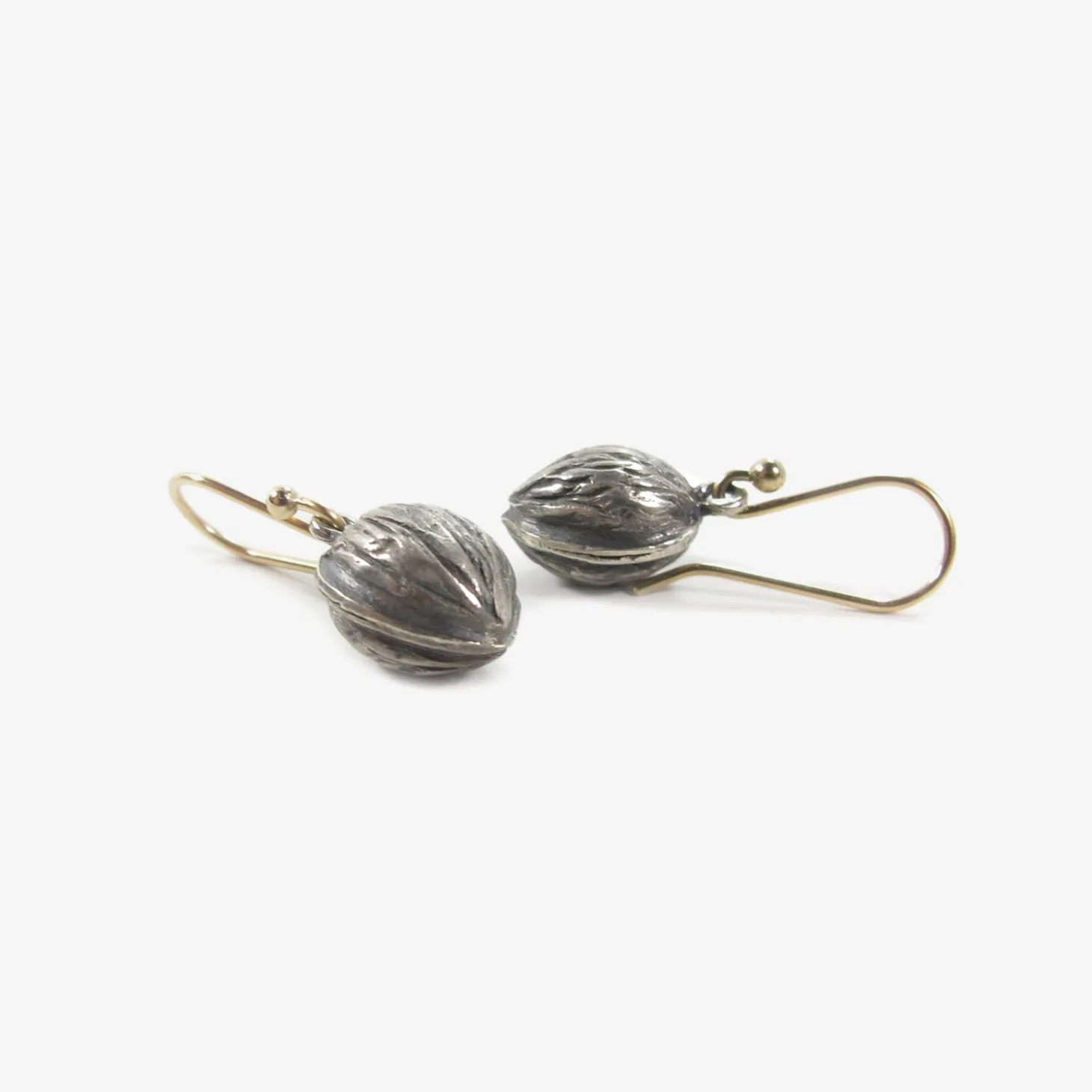 sterling silver small walnut earrings