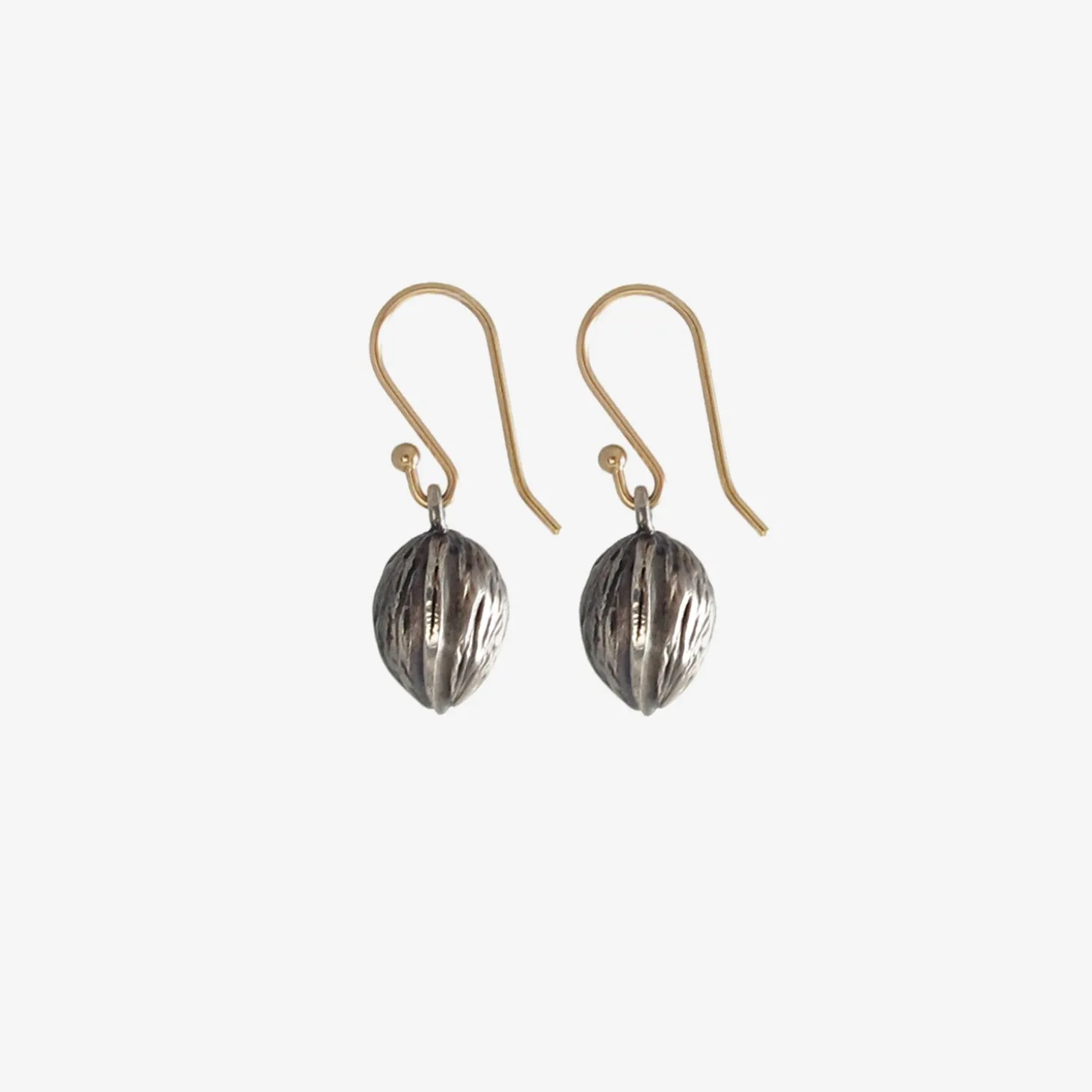 sterling silver small walnut earrings
